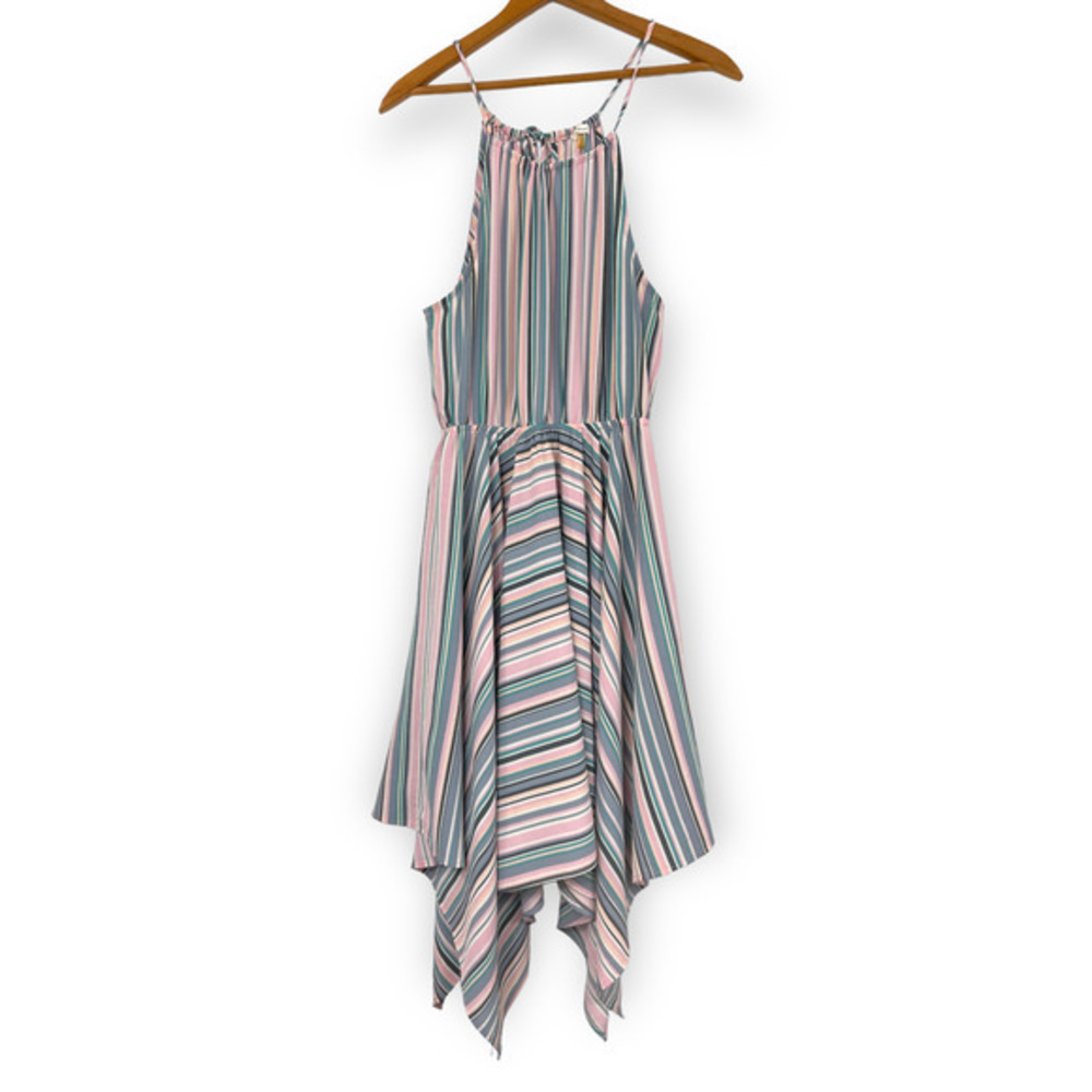 Soprano Pastel Striped Flowy Dress Small